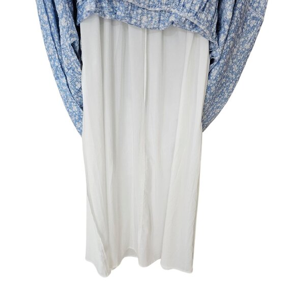 Chelsea28 Blue Floral Tiered‎ Puff Sleeve Maxi Dress Small NWT - Picture 10 of 13